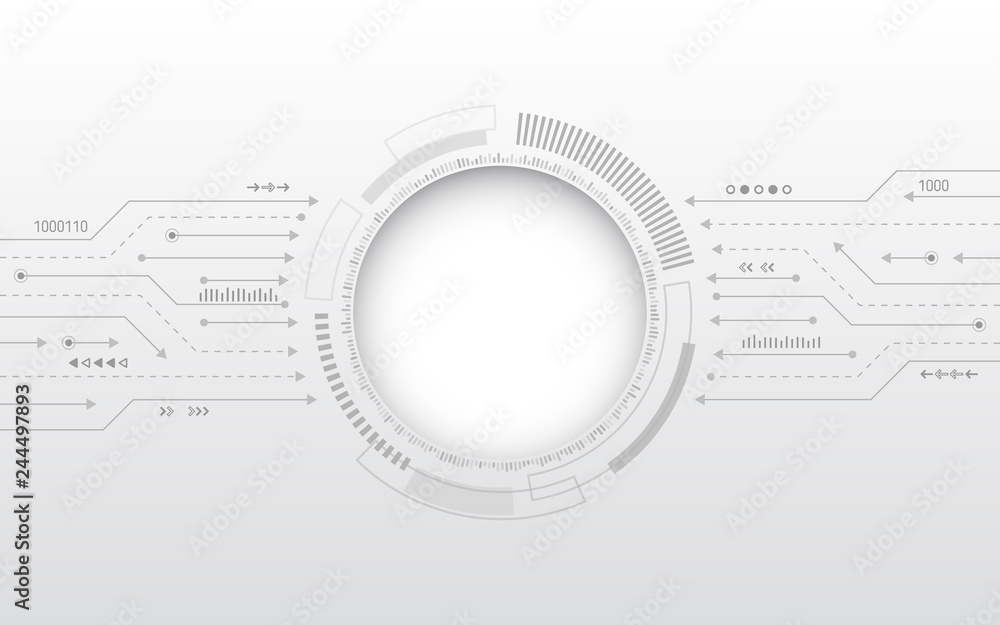 Fototapete hi-tech digital technology concept. illustration high computer technology on grey background. abstra