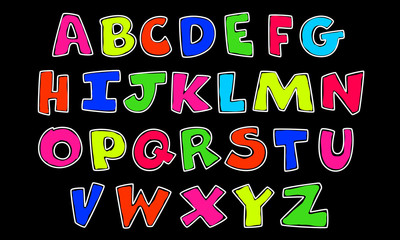 Neon color alphabets for kids
