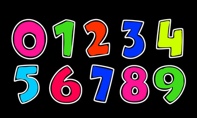 Neon color alphabets numbers for kids