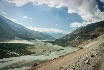 River Between the mountains of Nubra valley