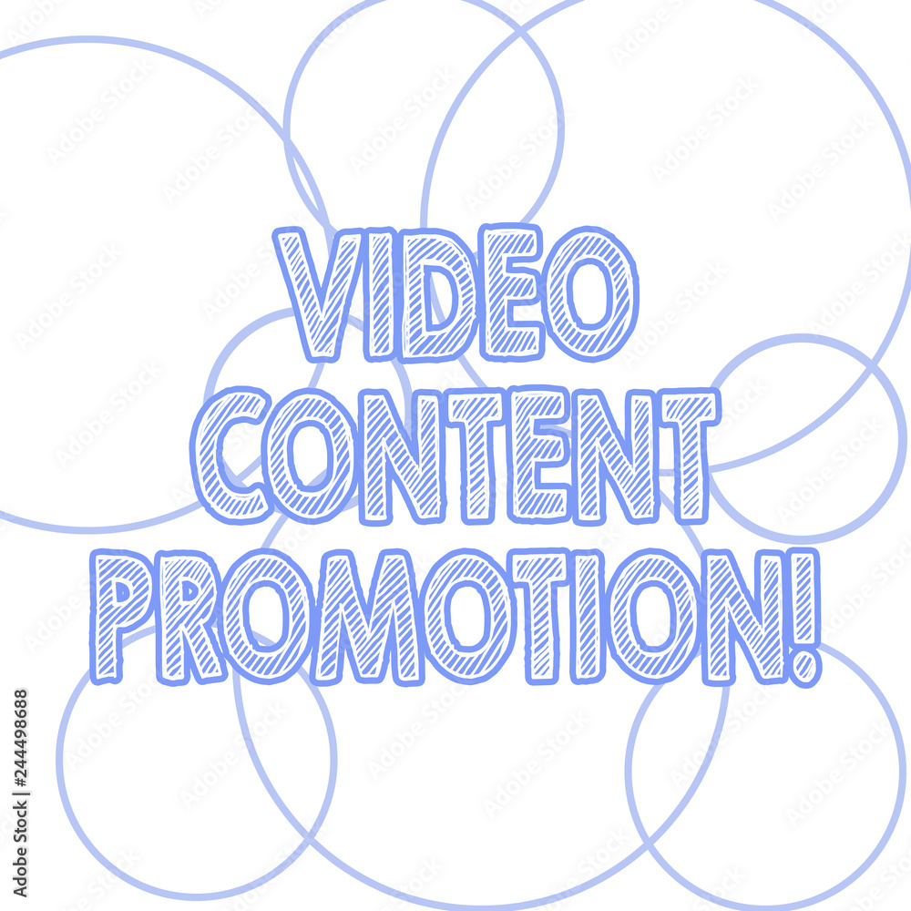 Fototapete Handwriting text writing Video Content Promotion. Concept meaning video with the intent to promote the products Outlines of Round Shape in Different Size Circle Loop Ring Hoop photo