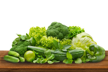 Green vegetables and herbs