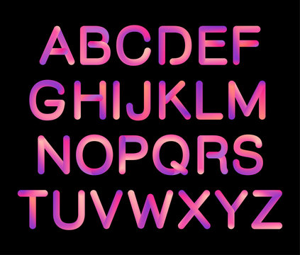 Flexible tube neon 3D gradient Alphabet in sunset colors