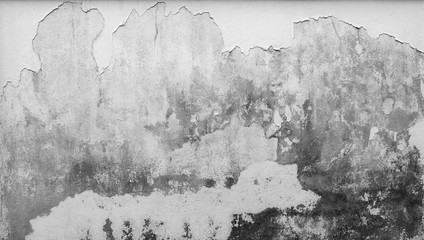 Old white concrete wall are peeling. Paint concrete wall abstract texture background. Deteriorated over time. Cracked cement wall.