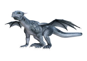 3D Rendering Fairy Tale Dragon on White