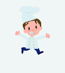 Chef running terrified.