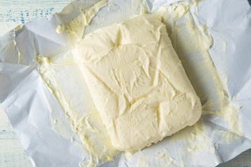 Butter in an open pack.