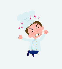 Chef jumps angry.