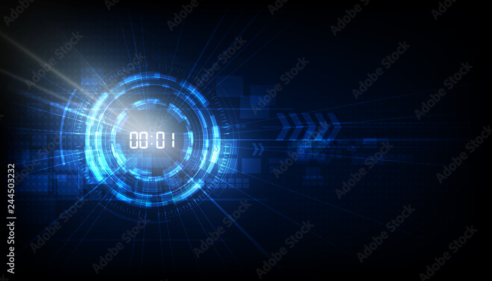 Poster abstract futuristic technology background with digital number timer concept and countdown, vector tr