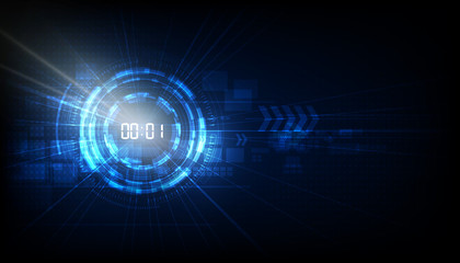 Abstract Futuristic Technology Background with Digital number timer concept and countdown, vector transparent