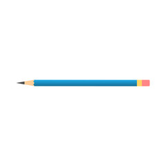 Blue Pencil icon in flat design. Vector illustration isolated on white