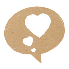 Vector illustration of craft paper textured speech bubble with h