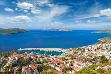 Aerial view of popular resort town Kas in Turkey
