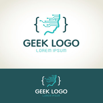 Geek logo. Programmers icon