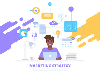 Marketing strategy Flat vector illustration concept