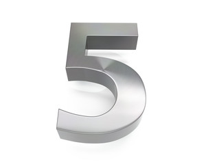 Fototapeta premium 3d brushed metal five number
