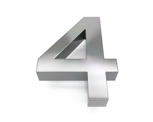 3d brushed metal four number