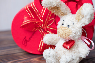 Red heart and gift box on Valentines day