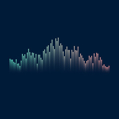 Vector image of the music equalizer. Illustration in form of urban landscape