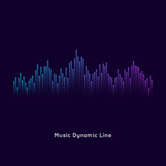 Abstract vector element for music design with equalizer. The dynamic line