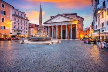 Foto op Canvas Pantheon, Rome. Stadsbeeld van Rome met Pantheon tijdens prachtige zonsopgang. © rudi1976