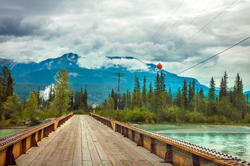 Bridge over the Kicking Horse River at Golden British Columbia Canada