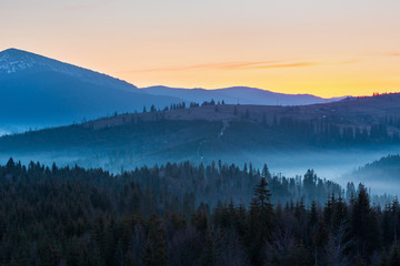 Fototapeta na wymiar Early morning spring Carpathian mountains