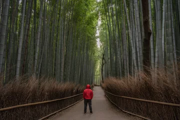 Gordijnen Red man in the bamboo forest © Anges van der Logt