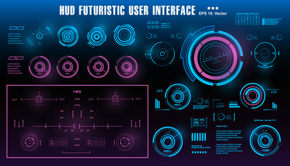 Sci-fi futuristic hud dashboard display virtual reality technology screen, target