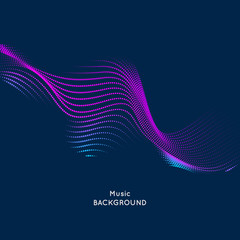 Vector illustration with musical waves from points. Modern design with dynamic elements