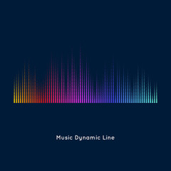 Abstract vector element for music design with equalizer. The dynamic line on a dark background