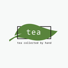 Green tea logo. Leaf emblem
