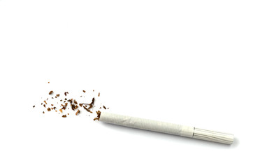 Cigarettes in different position on a white background.