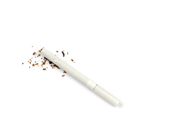 Cigarettes in different position on a white background.