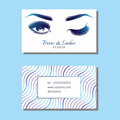 Business card with Beautiful girl brow and eye