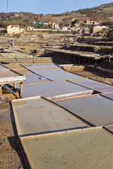 Salty valley of A&ntilde;ana salines in Spain