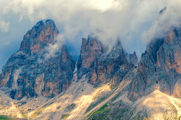 Dolomites mountains with cloudy sky