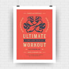 Fitness center flyer modern typographic layout event cover design template A4 size
