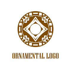 Geometrical art. Circle ornamental logo icon. Deco vector design.