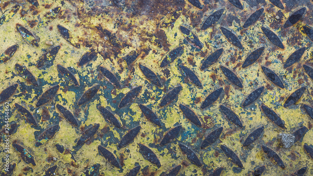 Sticker metalic step with rust pattern and texture