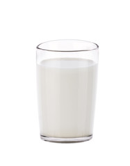 glass of milk on white background