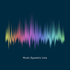 Abstract vector element for music design with equalizer. Dynamic line with dots