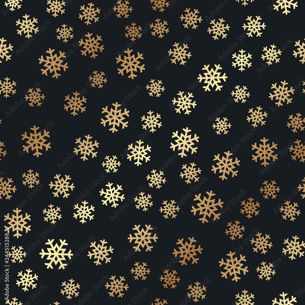Poster seamless pattern with golden snowflakes. vector illustration