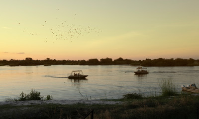 Obraz na płótnie Canvas Sunset on Zambezi river