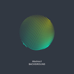 Abstract vector illustration with a circle of linear waves on a dark background.