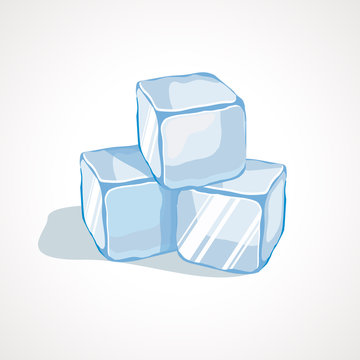Vector illustration of cartoon blue ice cubes