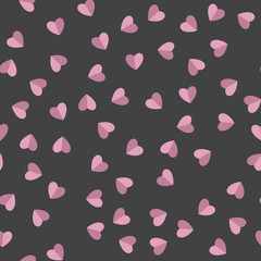 Holiday background seamless pattern with cute pink hearts. Vector illustration.