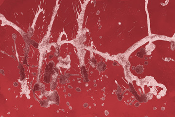 Obraz premium Luxury rose gold and white metal paint splatter effect on watercolor paper background. Pink gold glitter splash texture. Beautiful feminine backdrop.