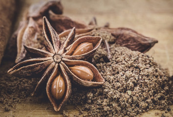 star anise is a spice closeup macro