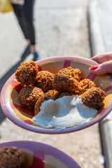 Falafel balls with tahini take away
